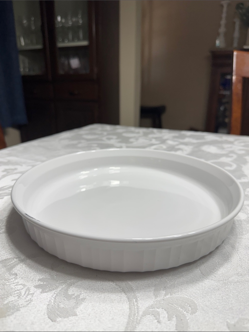 Corning ware French white Quiche dish. 10” diameter.